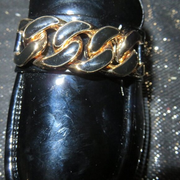 Lattelier Black Patent Platform Penny Loafers w/ Gold Chain size 6 - Picture 10 of 15